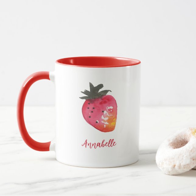 Taza Fresa de San Valentín rojo personalizado (Con donut)