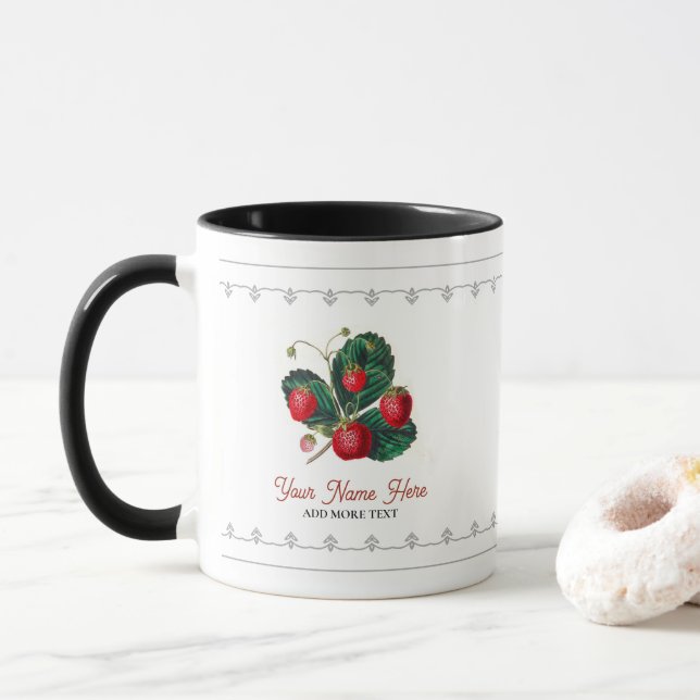 Taza Fresas de época con hojas cultivadoras de frutas (Con donut)