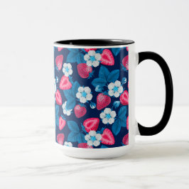 Taza Fresas rosas en azul