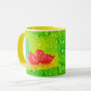 Taza Fresas y gotas de agua