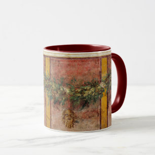 TAZA FRESCO ROMANO ANTIGUO, MÁSCARA DE SÁTIRO, GUIRNALD