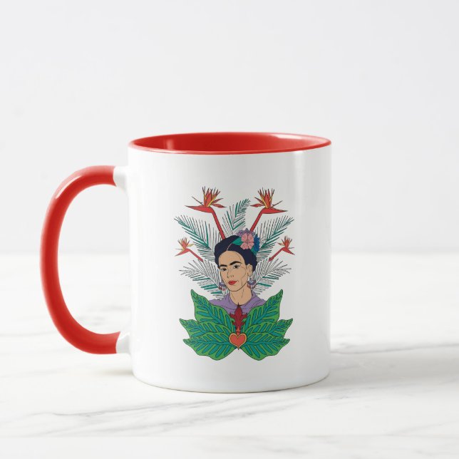 Taza Frida Kahlo | Aves de Paraíso Floral Gráfico (Izquierda)