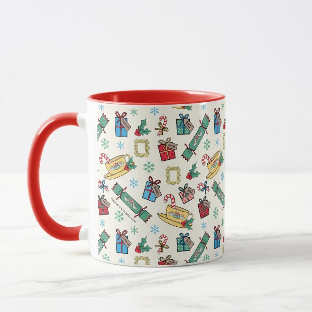 Taza FRIENDS™ | Patrón de Iconos de Navidad (Izquierda)