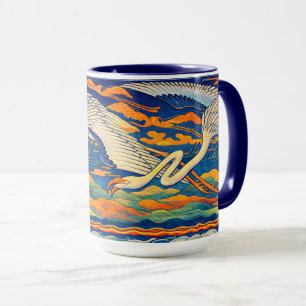 Taza Friso de flamencos voladores Art Nouveau Retro