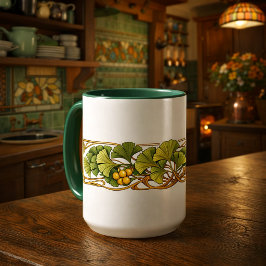 Taza Friso de Ginkgo Biloba Retro Art Nouveau