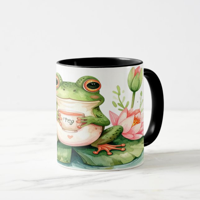 Taza Frog Tea Mug - Cute Kawaii Hoppy Hour Gift (Anverso derecho)