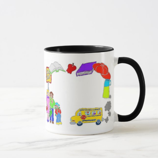 Taza Frontera de iconos escolares (Derecha)
