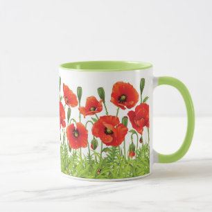 Taza Frontera horizontal con la amapola roja