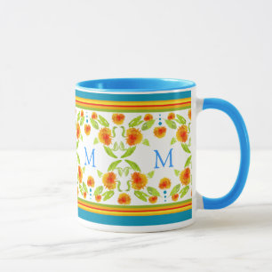 Taza Frontera marigoleña estilo país monograma Naranja