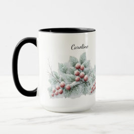 Taza Frosted Winter Berry and Spruce Botanical Holiday