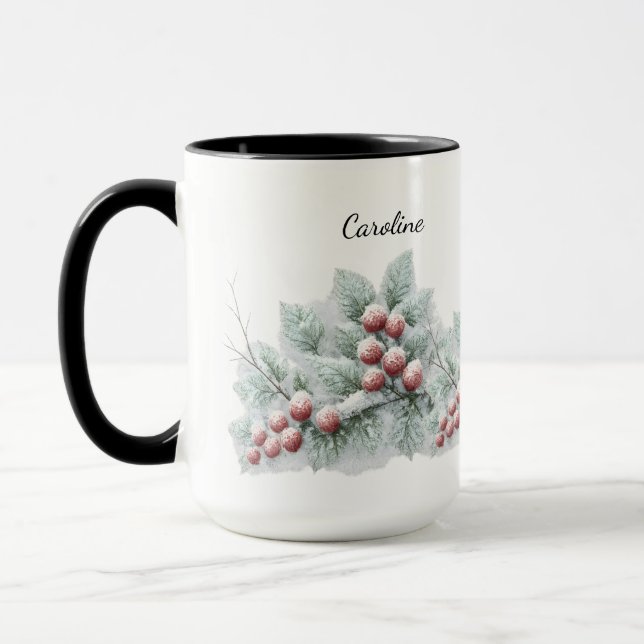 Taza Frosted Winter Berry and Spruce Botanical Holiday  (Izquierda)