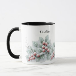 Taza Frosted Winter Berry and Spruce Botanical Holiday