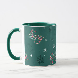 Taza Frosty el patrón de copos de nieve verde
