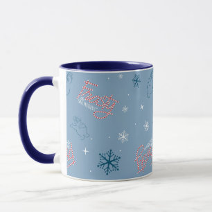 Taza Frosty el patrón del copo de nieve azul
