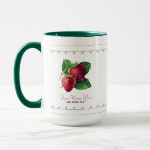 Taza Fruta de fresa de vintage cúrcuma Añadir su nombre