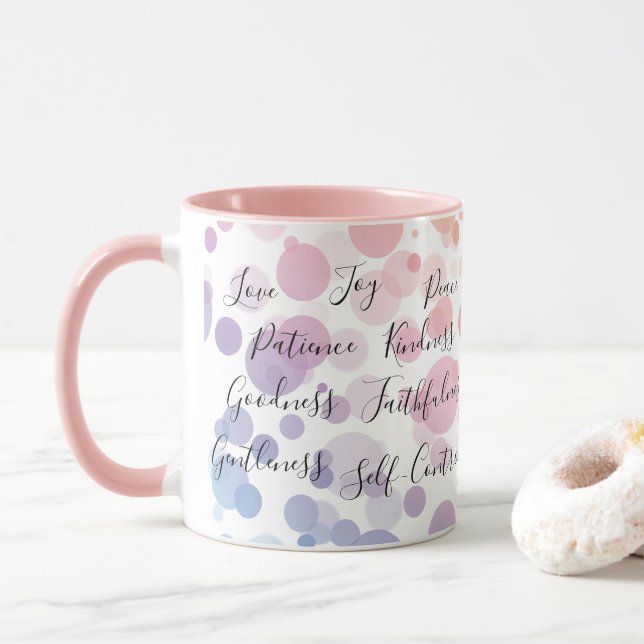 Taza Fruta de la Biblia espiritual versus cita cristian (Con donut)
