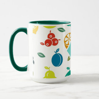 Taza Frutas blancas de color Monograma Cumpleaños