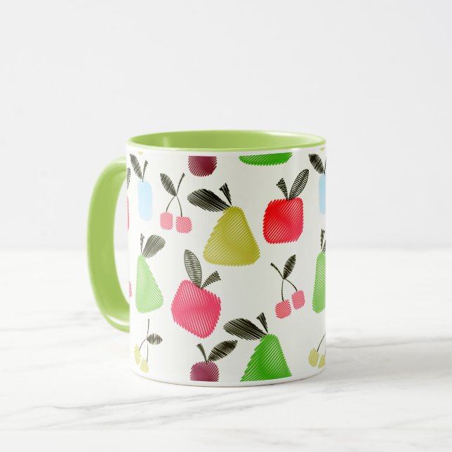 Taza Frutas de dibujos animados rayadas sin fisuras man (Anverso izquierdo)