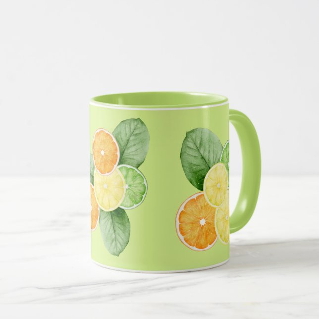 Taza Frutas tropicales - Naranjas, lémulos, extremidade (Anverso derecho)