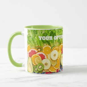 Taza Frutas Tropicales Texto Personalizado