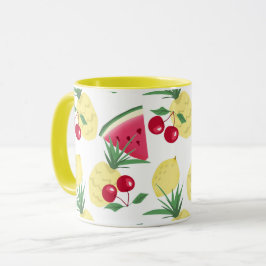 Taza Frutas y bayas claras en blanco.