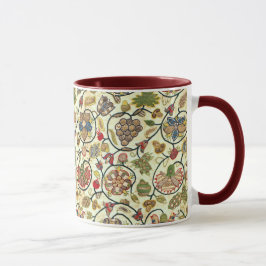 Taza Frutas y flores de bordado de trabajo de tripulaci