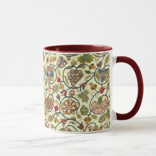 Taza Frutas y flores de bordado de trabajo de tripulaci