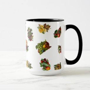Taza Frutas y flores de época