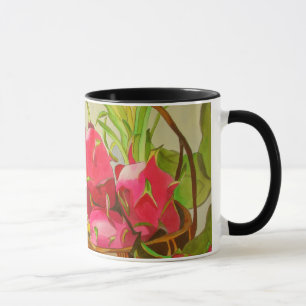 Taza Frutos tropicales acuarela todavía arte de la vida