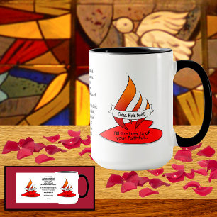 Taza Fuego o Llama y Corazón con Cita de Pentecostés
