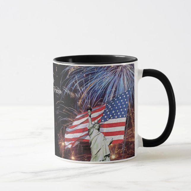 Taza Fuegos artificiales de la bandera americana y (Derecha)