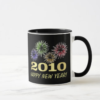 Taza Fuegos artificiales festivos de la Feliz Año Nuevo