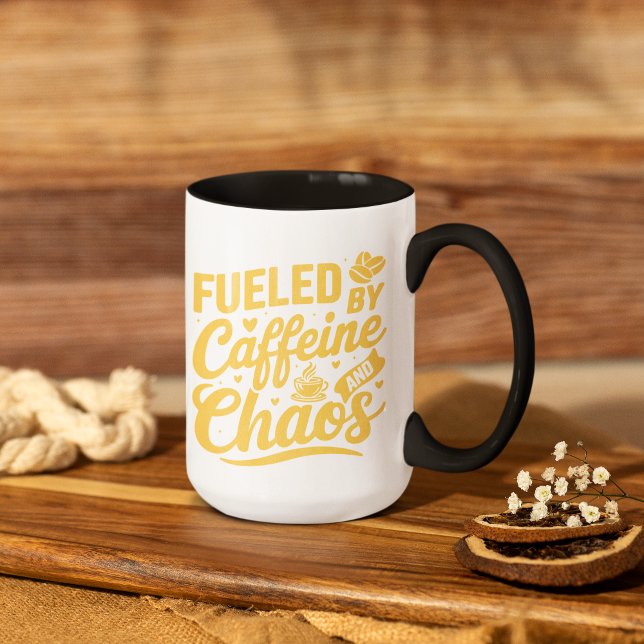 Taza Fueled by Caffeine and Chaos Funny Sarcastic (funny coffee mug for busy moms)