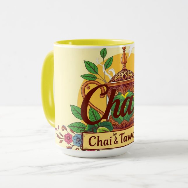 Taza Fueled By Chai & Tawakkul | Floral Islamic Teapot  (Anverso izquierdo)