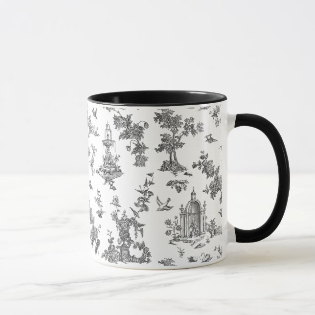 Taza Fuentes y árboles fantásticos de época Toile-B & W (Derecha)