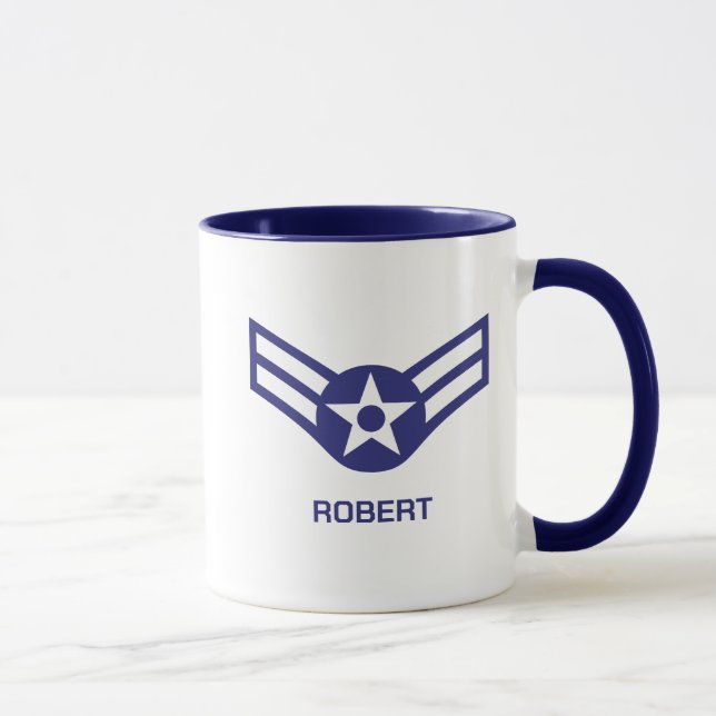 Taza Fuerza Aérea E-3 Airman de primera clase personali (Derecha)
