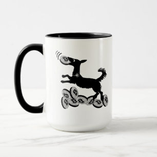 Taza Fun Bitcoin Frisbee atrapando cerdo Mug