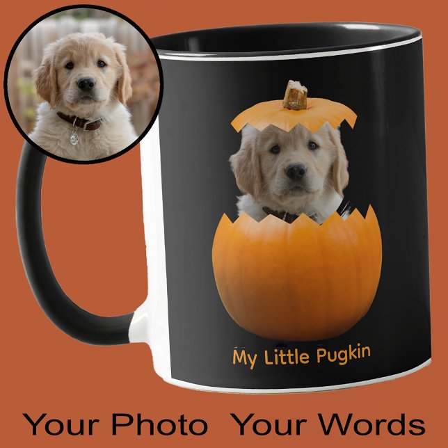 Taza Fun Cute Personalizada Halloween Calabaza Foto de  (Personalize this mug with a photo of your dog in a pumpkin!)