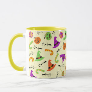 Taza Fun Halloween estampado en el fondo amarillo Mug