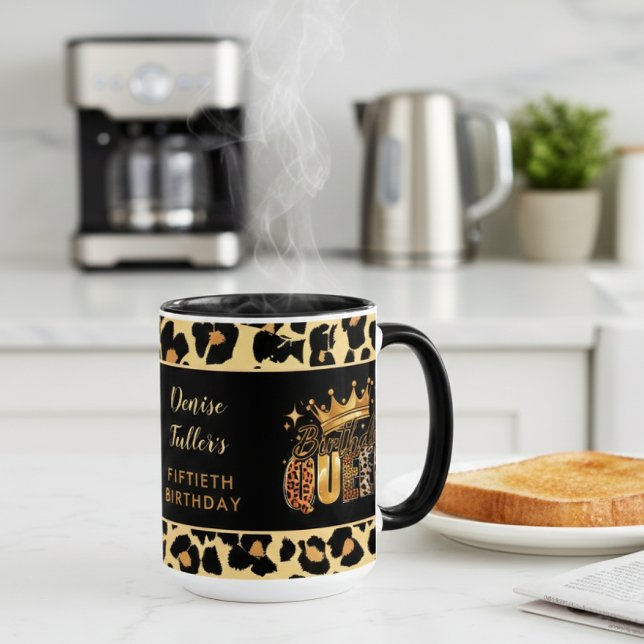Taza Fun Leopard Birthday Queen Fifty Birthday (Subido por el creador)