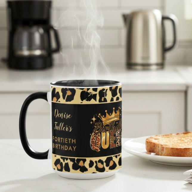 Taza Fun Leopard Birthday Queen Forty Birthday (Subido por el creador)