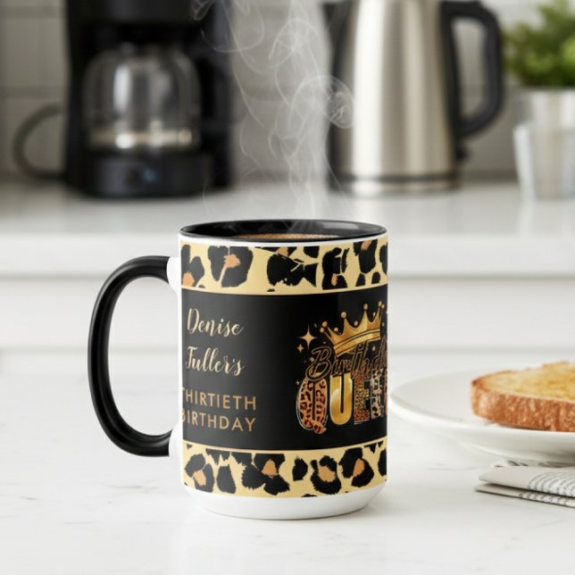 Taza Fun Leopard Birthday Queen Thirty Birthday (Subido por el creador)