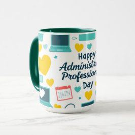 Taza Fun Office Icons Administrative Day Pattern