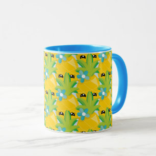 Taza Fun Pineapple Flower Blue