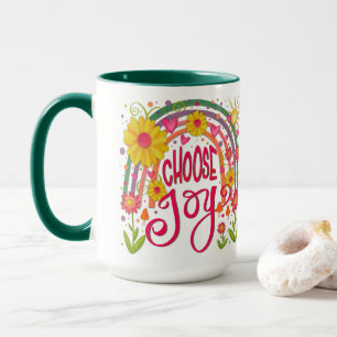Taza Fun Rainbow Floral elige alegría inespiritual