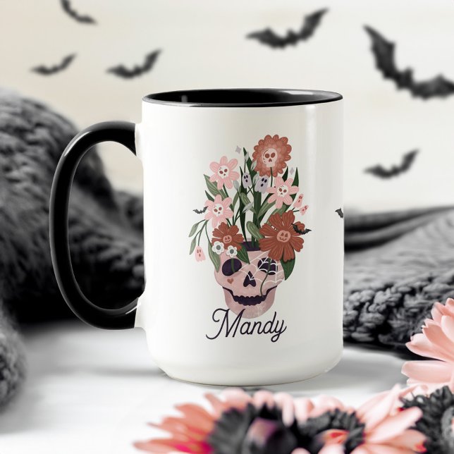 Taza Fun Spooky Blooming Floral Halloween Skull (Subido por el creador)