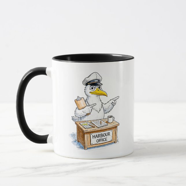 Taza Funcionario del puerto de aves de cómic (Izquierda)