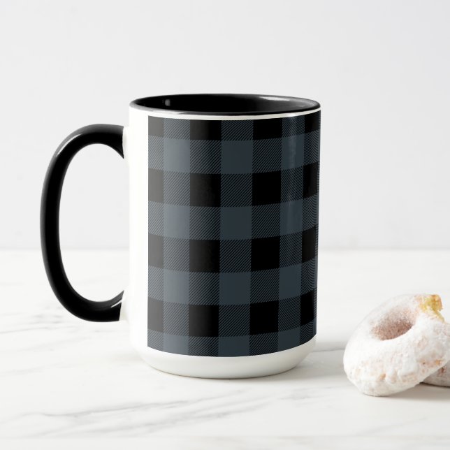 Taza Funda de búfalo negra y azul | Regalo (Con donut)