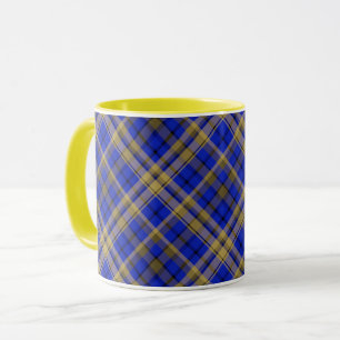 Taza Funda de tartán azul y amarillo.