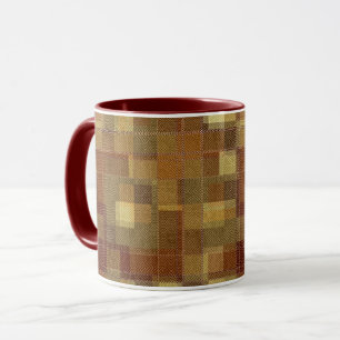 Taza Funda de tartán marrón monocromo texturada.